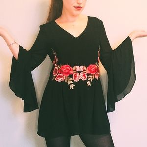 SHE + SKY Floral Embroidered Romper